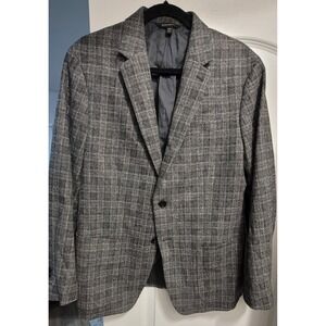 Banana Republic Men's Stretch Wool Flannel Black White Plaid Sports Coat Size 42